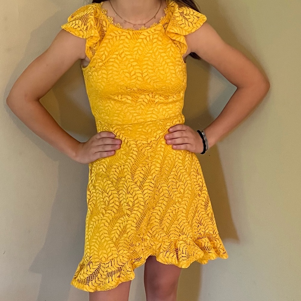 GB girls Yellow Lace Ruffle Dress